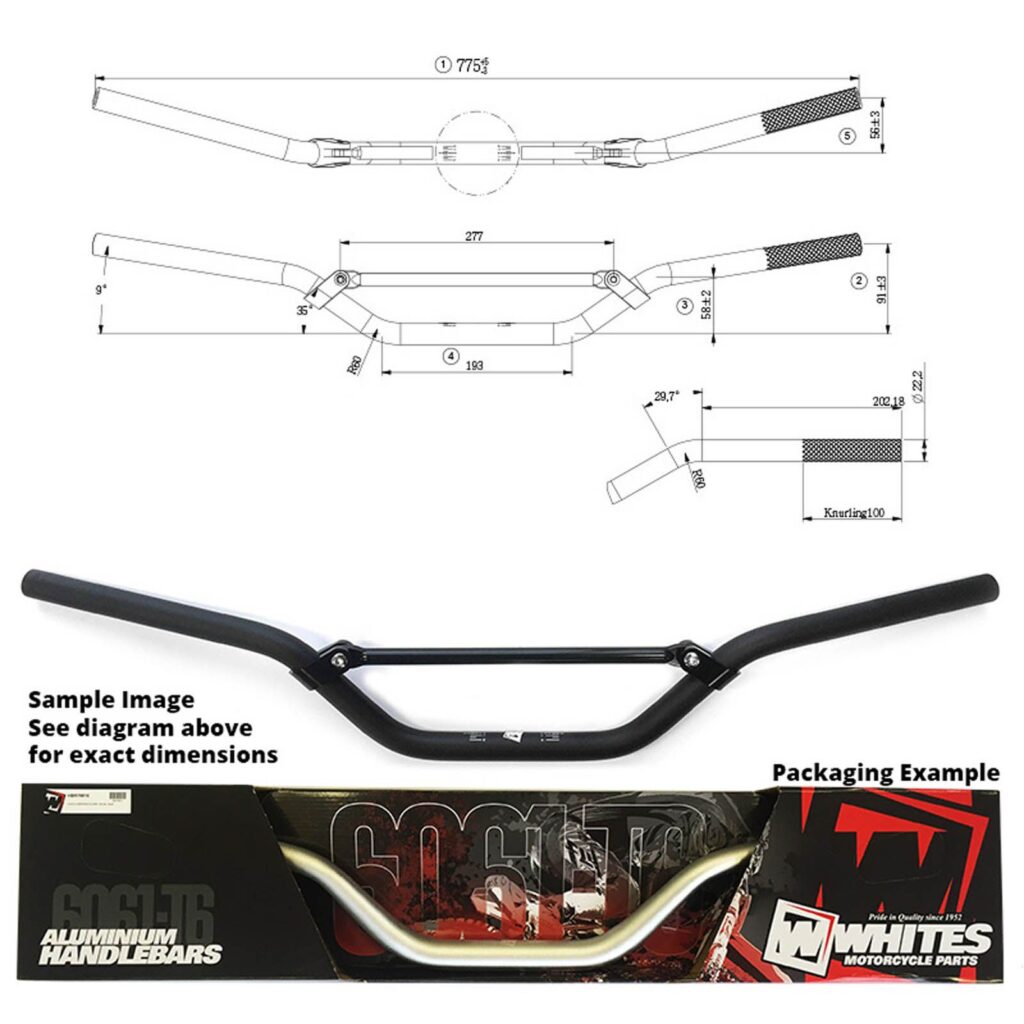 WHITES HANDLEBARS ALLOY 6061 7/8 (22.2MM) KTM 85SX BLK
