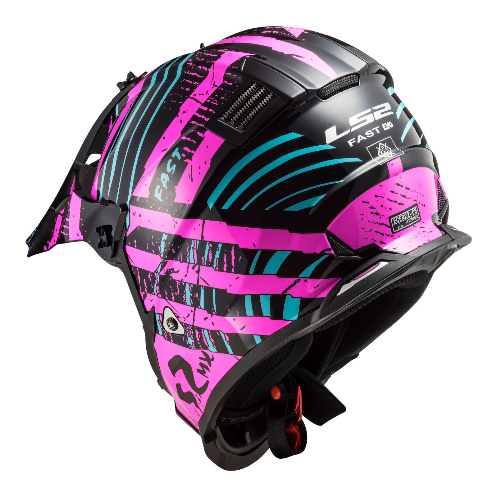 LS2 MX437 Fast Evo Verve Motocross Helmet Black / Flo Pink - Image 3
