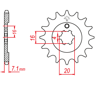 SPKT FRONT OE STEEL 555 13T #428