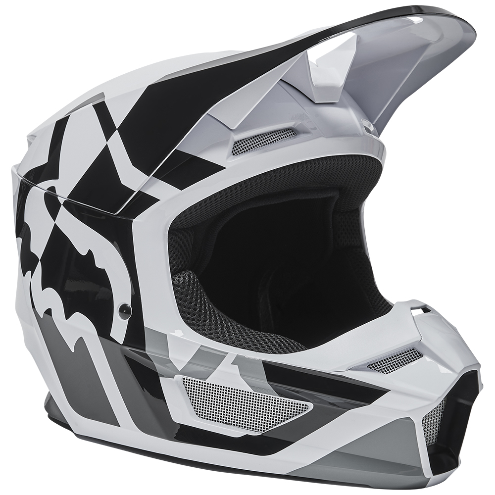 Fox V1 Lux Youth Black/White Motocross Helmet