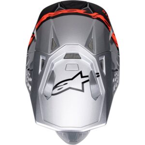 Alpinestars Supertech S-M10 Motocross Helmet Flood Silver/Black/Orange Fluoro Matte/Gloss - Image 4
