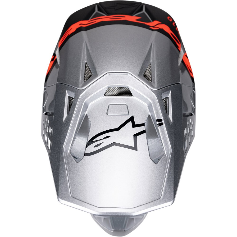 Alpinestars Supertech S-M10 Motocross Helmet Flood Silver/Black/Orange Fluoro Matte/Gloss