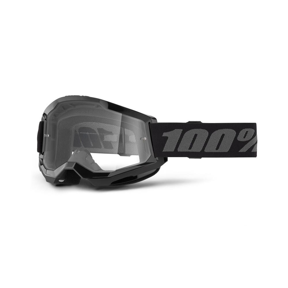 100% Strata 2 Motocross Goggle Black - Clear Lens