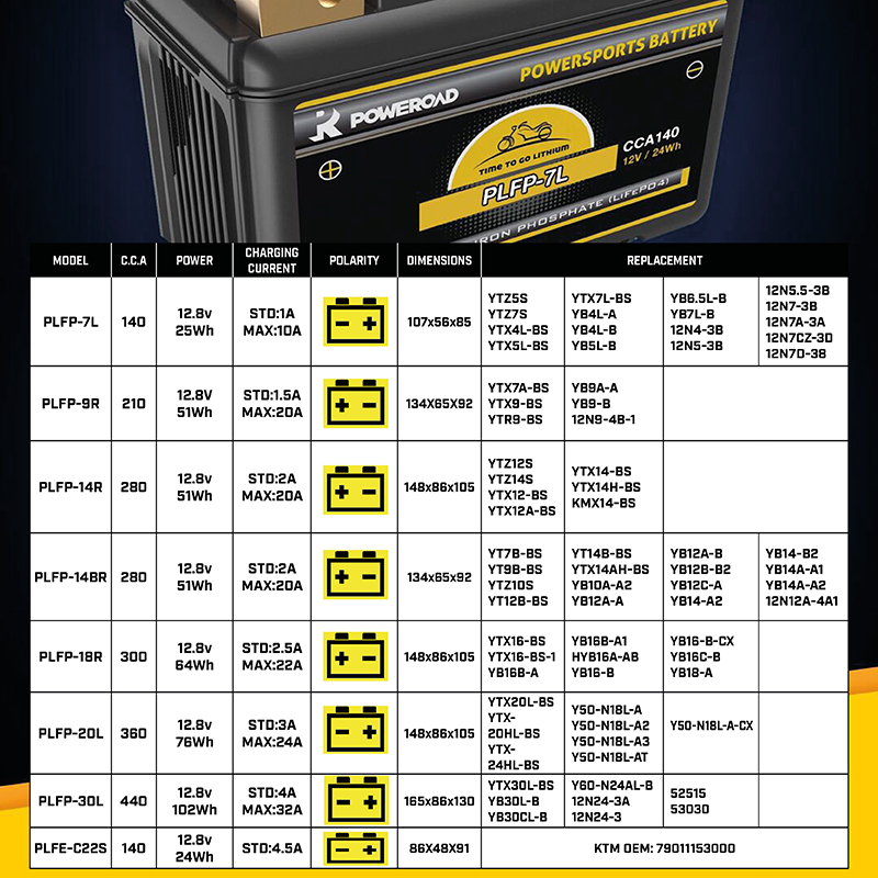 PLFP-30L Lithium ION 440CCA 20-30Ah Battery Poweroad