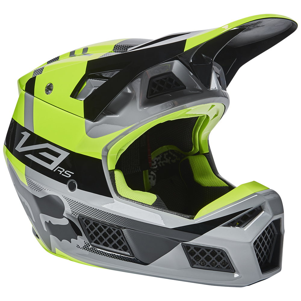 Motocross Helmet Fox V3 RS Riet Flo Yellow
