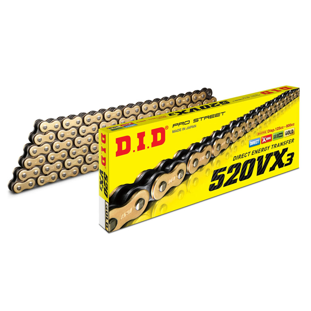 520VX3 x 118FB G&B X'Ring Solid Bush DID chain w/clip