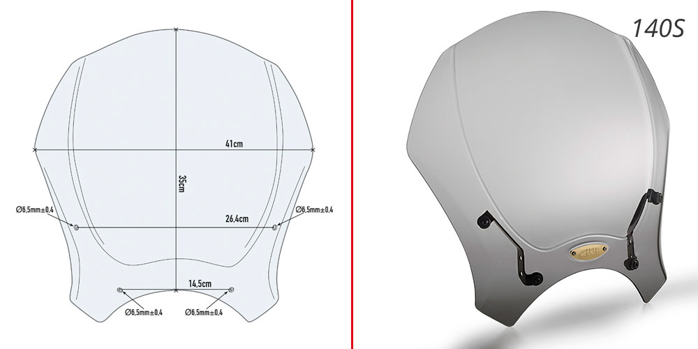 SCREEN UNIVERSAL 42x56cm WITH SILVER FAIRING (INCL KIT) NLA