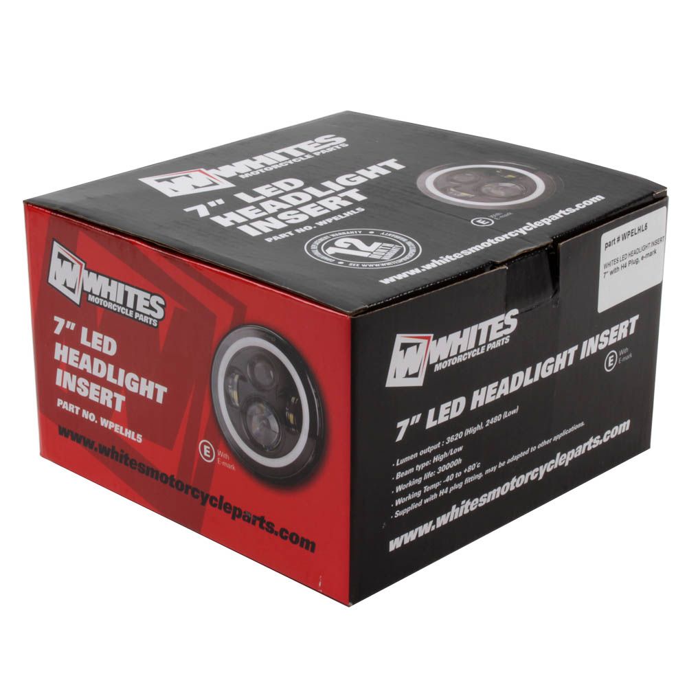 WHITES LED HEADLIGHT INSERT 7" with H4 Plug , e-mark