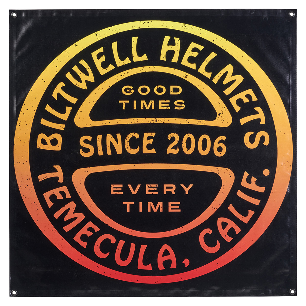 Biltwell Shop Banner 91x91cm Good Times Black/Rellow/Red Ombre