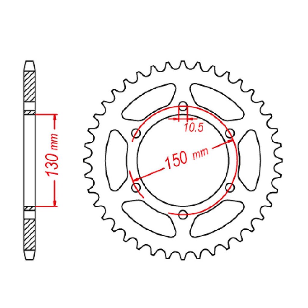 SPKT REAR OE STEEL 305 45T #520