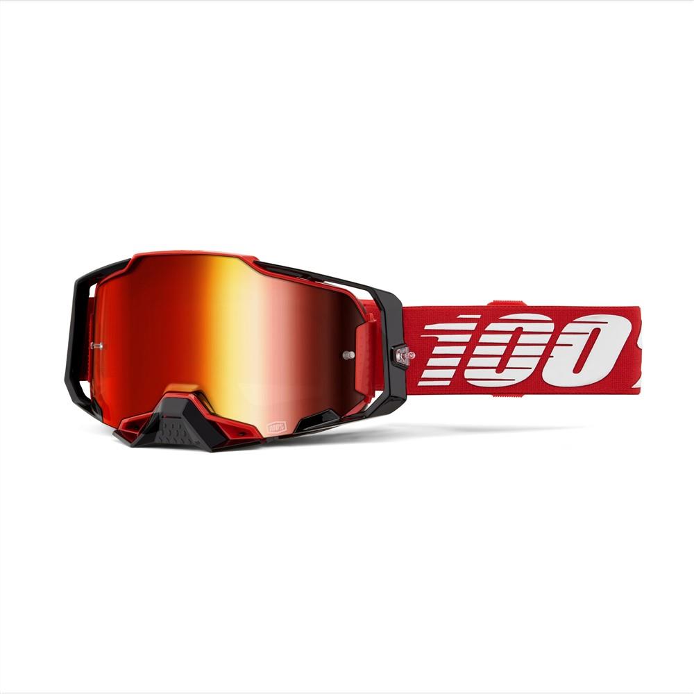 100% Armega Motocross Goggle Red - Mirror Red Lens