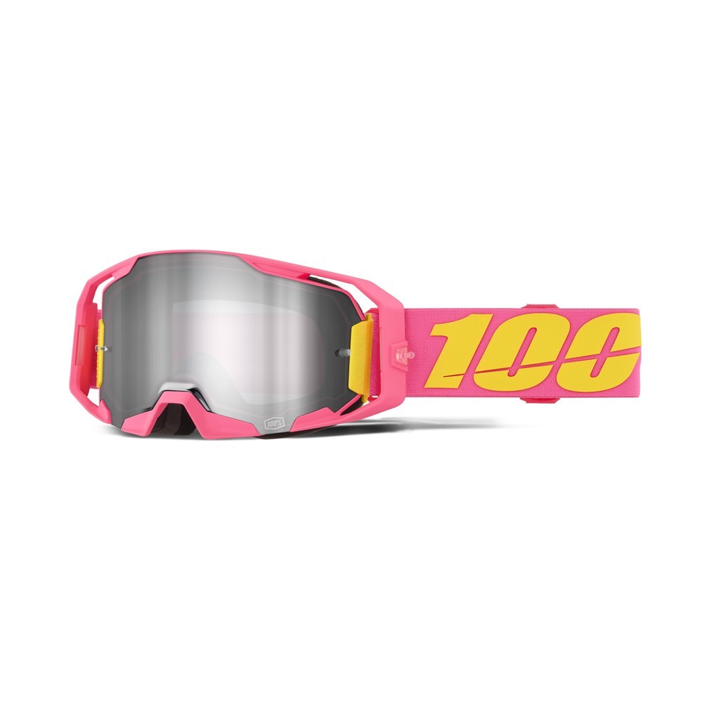 100% ARmatic Motocross Goggles Snakpak - Silver Flash Mirror Lens