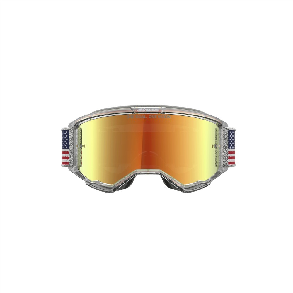 Alpinestars Limited Edition Vision 5 Fiftyfold Motocross Goggles Red/White/Blue Mirror Red Lens