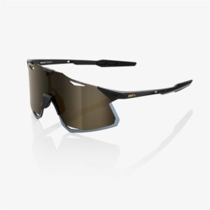 100% Hypercraft Matte Black Sunglasses Soft Gold Mirror Lens - Image 1