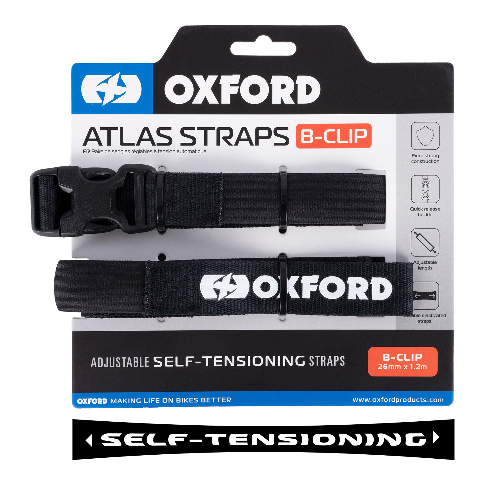 Oxford Atlas B-Clip 26mm X 1.2m Black (Pair) - Image 1