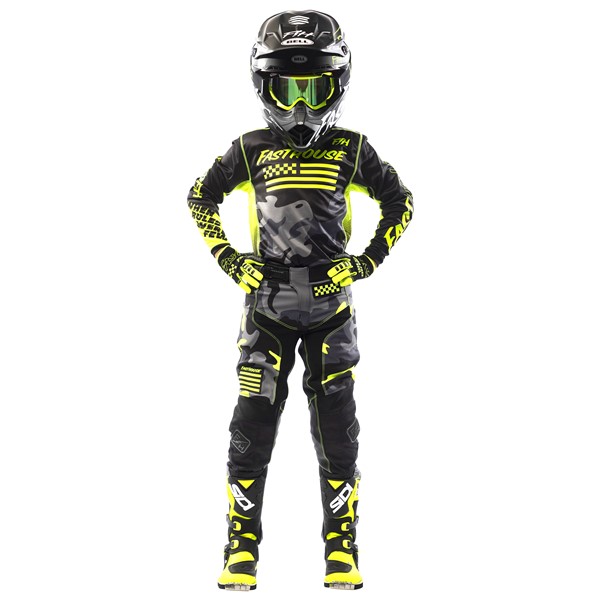 Fasthouse Grindhouse Riot Motocross Jersey Youth Black/High Viz