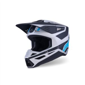 Alpinestars S-M3 Heat Motocross Helmet Silver/Blue/Black Matte - Image 1