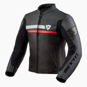 Rev'It Mile Leather Jacket Black/Red - Image 1