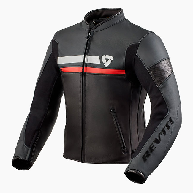 Rev'It Mile Leather Jacket Black/Red