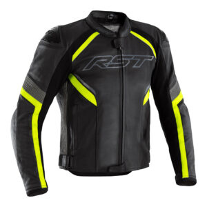 RST Sabre CE Leather Jacket Black/Grey/Flo Yellow - Image 1