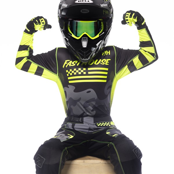Fasthouse Grindhouse Riot Motocross Jersey Youth Black/High Viz