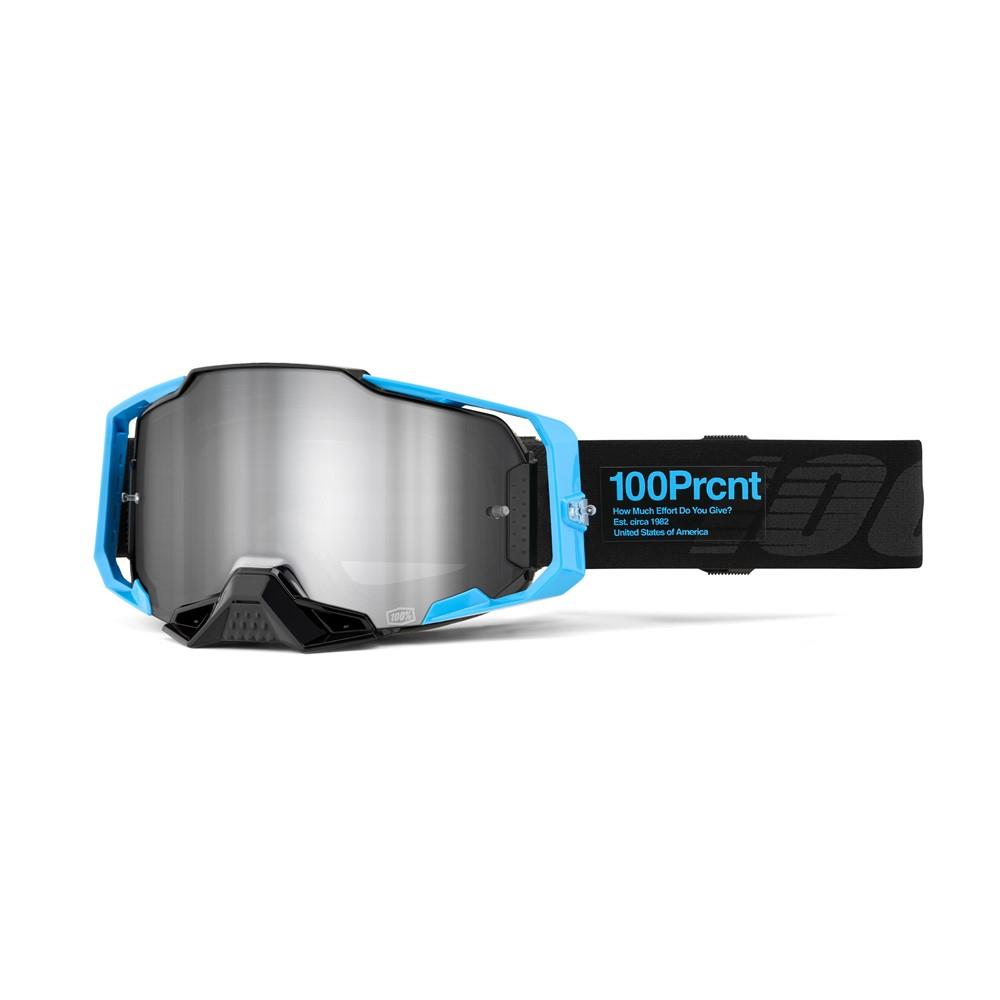 100% Armega Motocross Goggle Barely 2 - Mirror Silver Lens