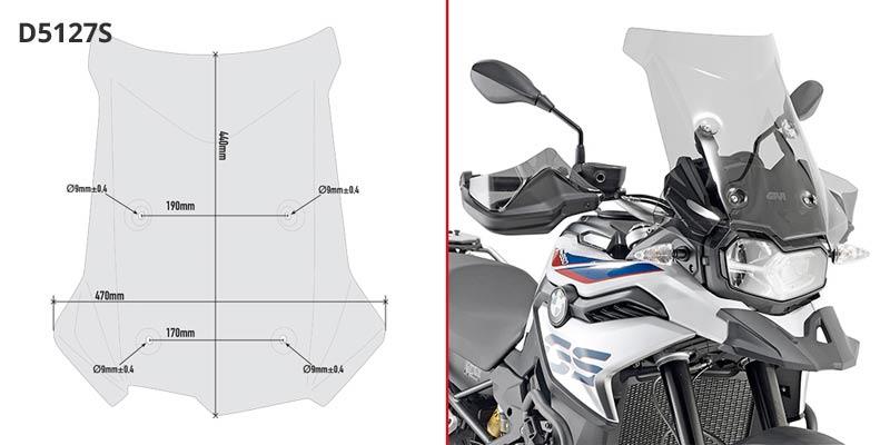 GIVI SCREEN BMW F 750/850 GS '18-> SMOKED 17cm TALLER (F750 D5129KIT)