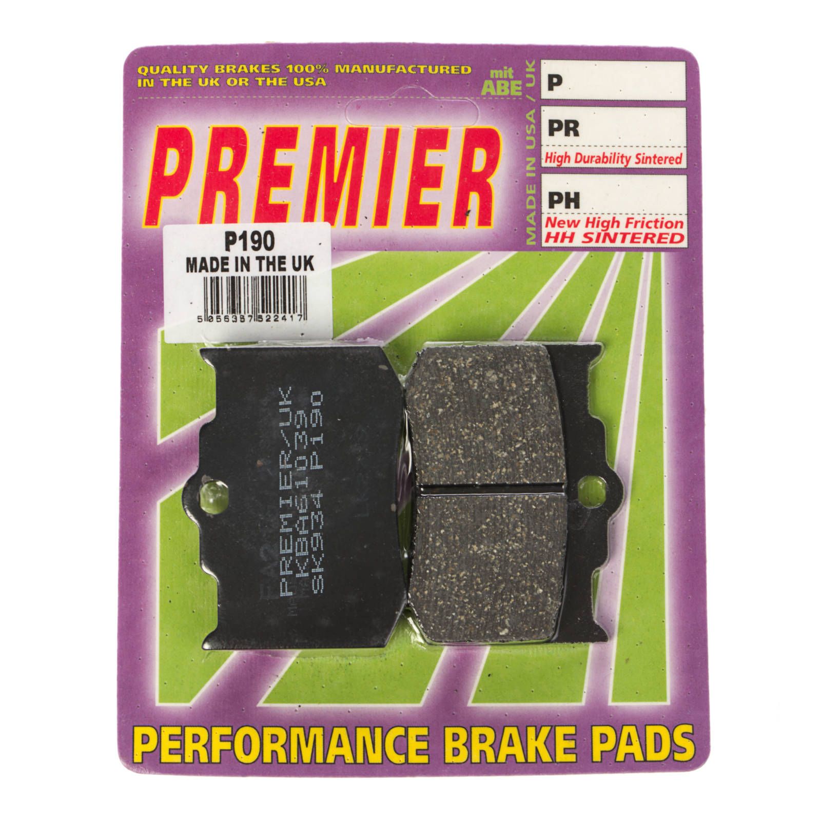 PREMIER BRAKE PADS P190 - PERFORMANCE MACHINE - Image 1