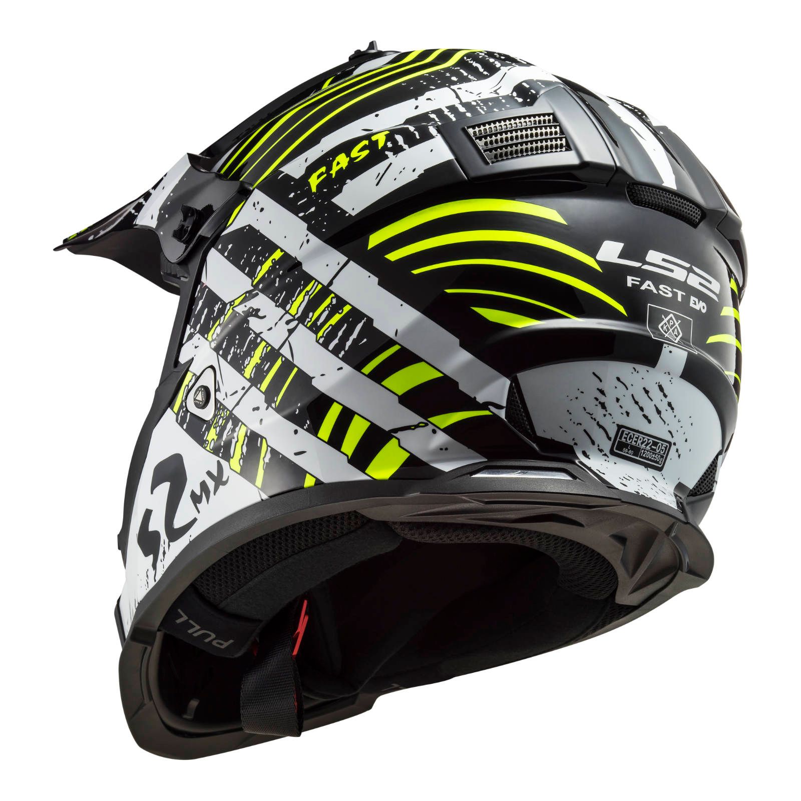 LS2 MX437 Fast Evo Verve Motocross Helmet Black/White - Image 7