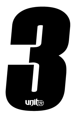 Unit 2011 Race Number 3 Sticker Black