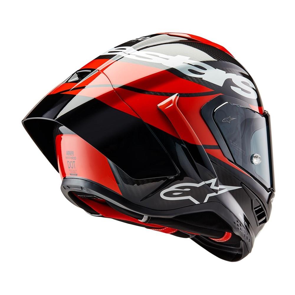 Alpinestars Supertech R10 Helmet Element Black Carbon/Bright Red/White Gloss