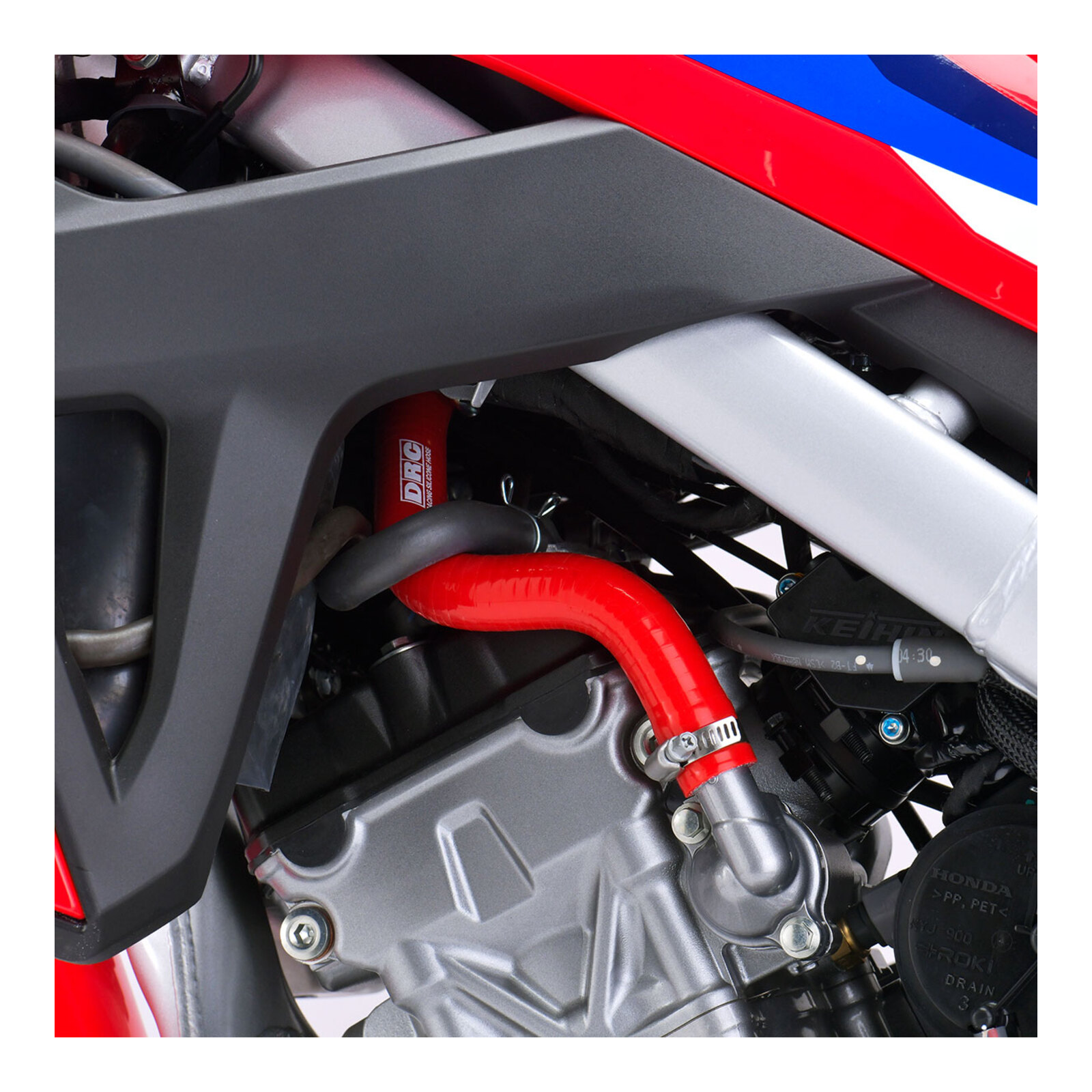 DRC Silicone Radiator Hose Kit - Honda CRF250R (2018–2021) - Red - Image 3