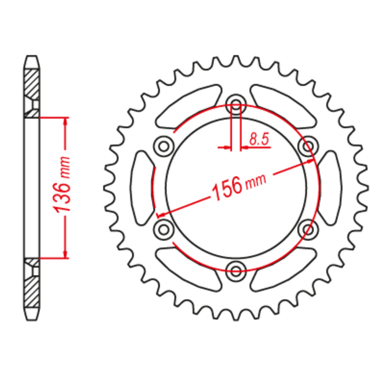 MTX 822 Hornet Lightweight Steel Rear Sprocket #520 (52T) - Image 1