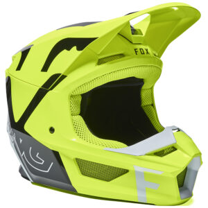 Fox V1 Skew Youth Flo Yellow Motocross Helmet - Image 1