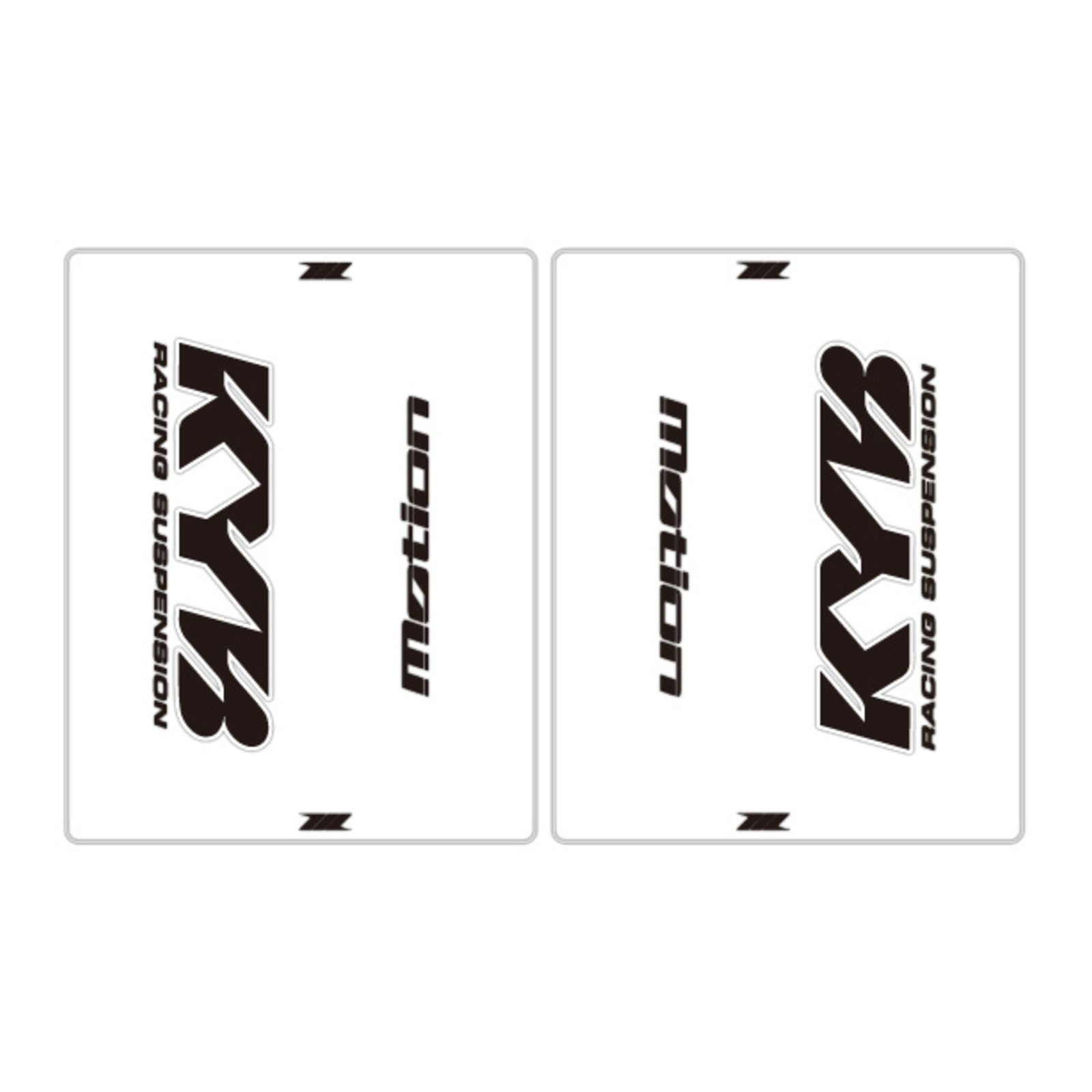 DRC Motion Front Fork Outer Decals - KYB14 (Clear / Black / White) - Image 2