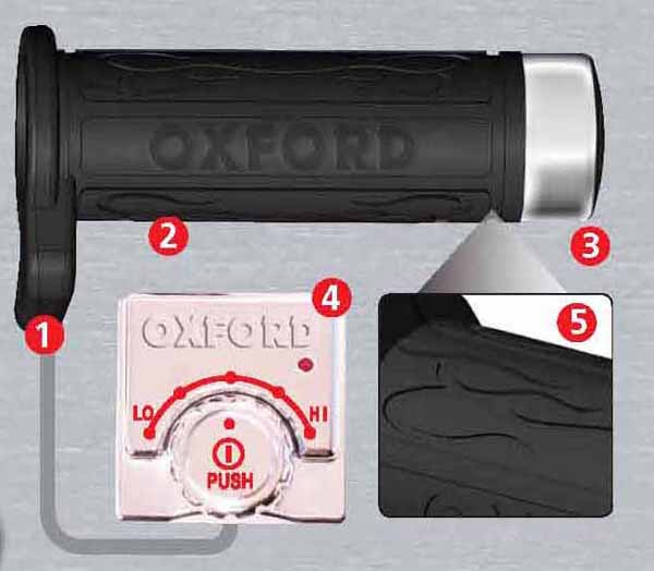 Oxford Hot Grips Cruiser (1 inch Bars) Chrome Switch
