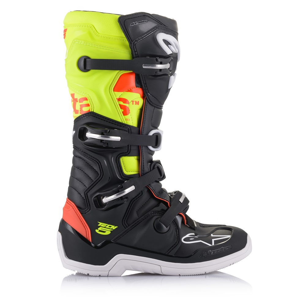 Alpinestars Tech-5 Motocross Boots Black/Red Fluoro/Yellow Fluoro
