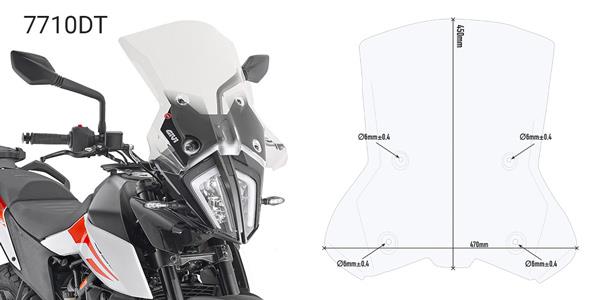 GIVI SCREEN KTM 790/390 ADV. '19-> CLEAR 45x47cm (D7710KIT/D7711KIT)