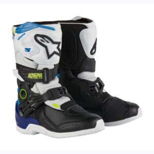 Alpinestars Tech-3S Kids MX Boots White/Black/Enamel Blue - Image 1