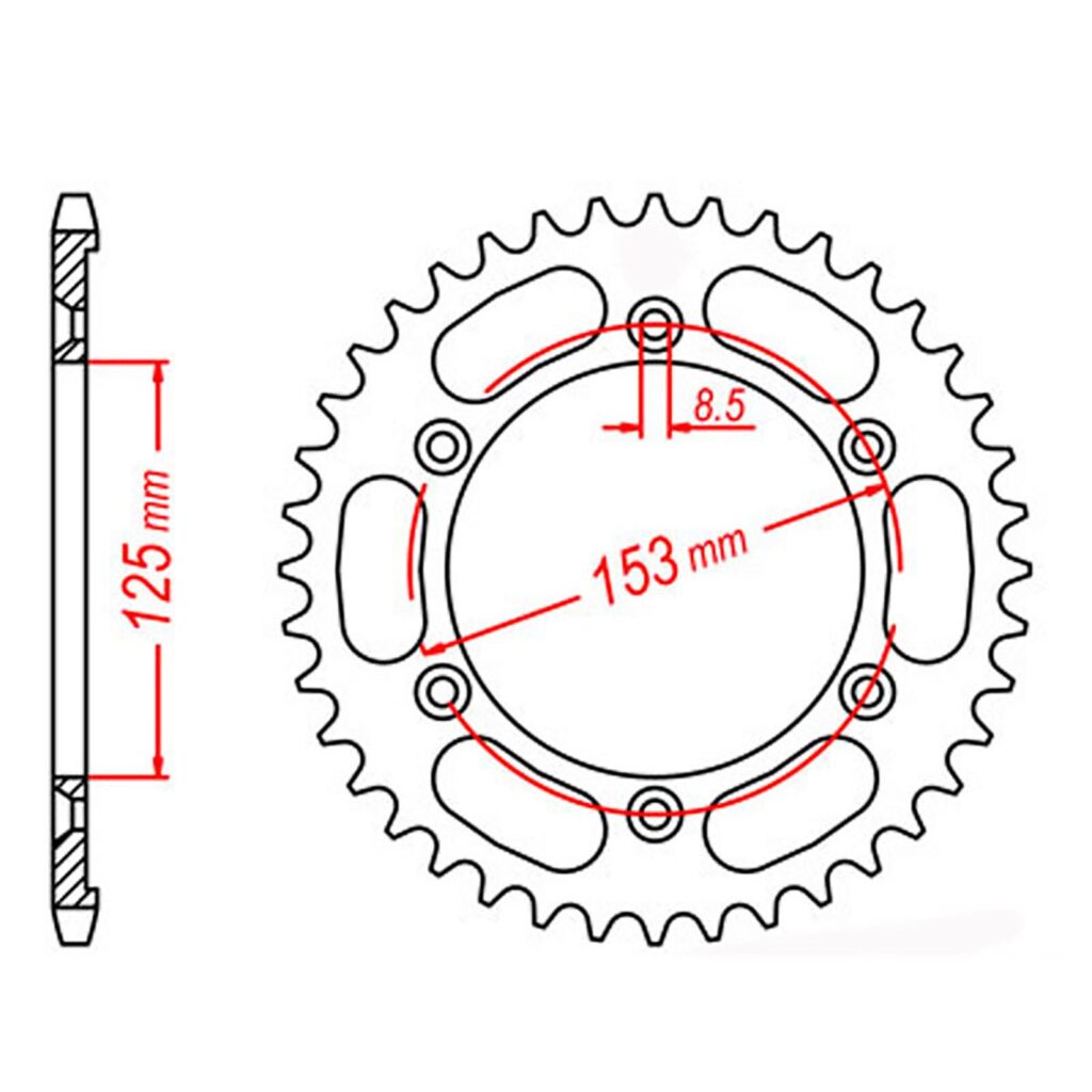 SPKT REAR OE STEEL 1258 54T #428