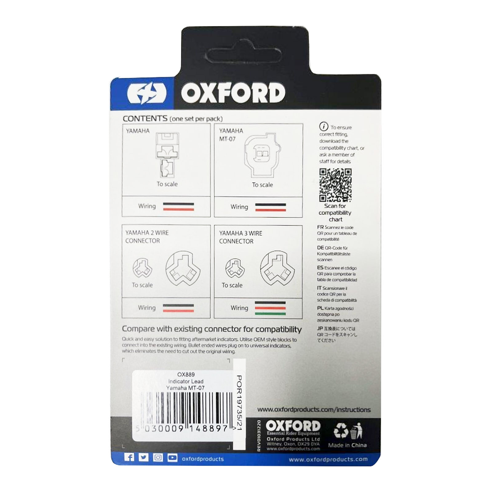 Oxford Indicator Leads Yamaha MT-07 - Image 3