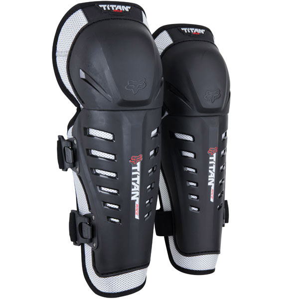 Fox Titan Race Performance Knee/Shin Guards Youth Black/Silver.