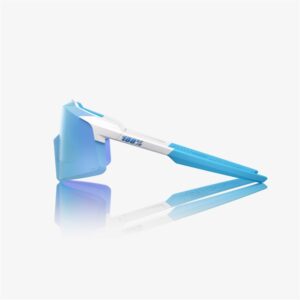 100% Aerocraft Matte White Sunglasses HiPER Blue Mirror Lens - Image 3