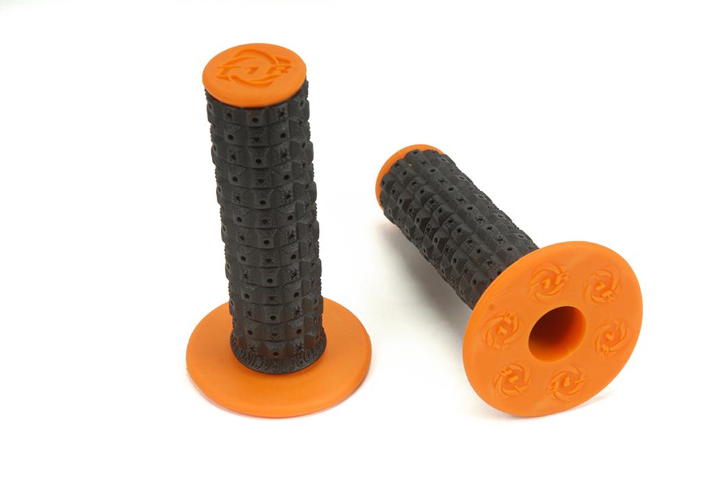 TORC1 RACING HANDLEBAR GRIPS ENDURO DUAL COMPOUND MX BLACK ORANGE INCLUDES GRIP GLUE - Image 1