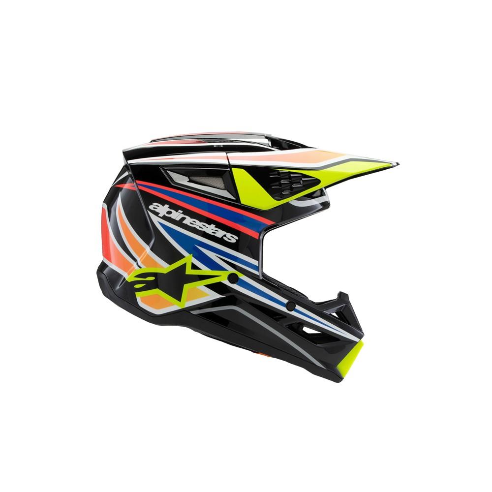 Alpinestars S-M3 Youth Motocross Helmet Wurx Black/Yellow Fluoro/Blue/Red Gloss