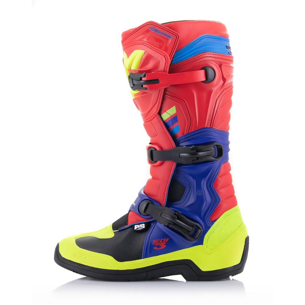 Alpinestars Tech-3 Motocross Boots Bright Red/Dark Blue/Fluoro Yellow