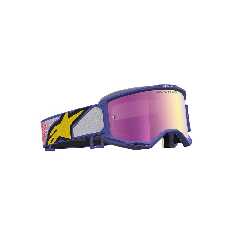 Alpinestars Vision 5 Drag Motocross Goggles Red/Purple Mirror Pink Lens
