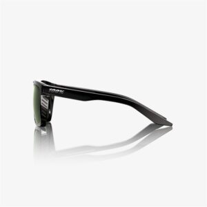 100% Renshaw Polished Black Sunglasses Grey/Green Lens - Image 3