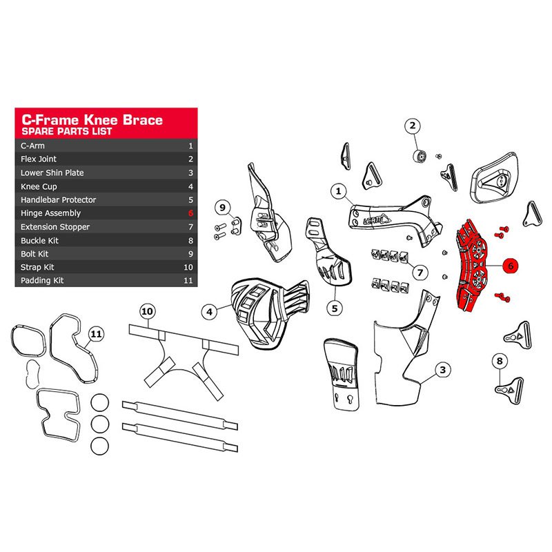 LEATT HINGE ASSEMBLY C-FRAME PRO '17 LEFT
