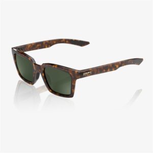 100% Erba Gloss Havana Sunglasses Grey/Green Lens - Image 1